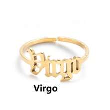 1 pieza Anillo chapado en oro de acero inoxidable para mujer con doce constelaciones, de moda y sencillo, apropiado para el uso diario de joyas de mujer
