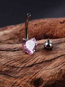 1 Stück 14G Titan Herz rosa CZ Bauchnabel Piercing gebogener Stab mit Innengewinde, Bauchnabel Schmuck, Geschenk für sie, 8mm 10mm 12mm 14mm 16mm - Herz - Übersicht 10