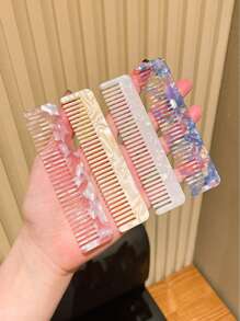 1 pieza Accesorio para el cabello, versátil y sencillo, varios colores, peine mediano, fácil de llevar y colocar en el bolso, para damas - Multicolor - Ver 7