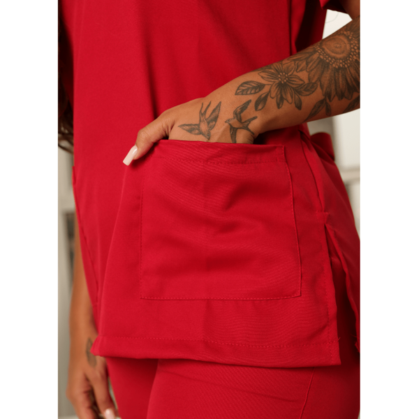 Avental Hospitalar Scrub Oxford Feminino Trabalho profissional Casual de Manga Curta Enfermeira Veterinaria Esteticista com 2 Bolsos Uniforme Médico Pijama Cirúrgico Scrub Camiseta de Enfermagem Prática Trabalho de Laboratório Roupa de Trabalho Uniforme Enfermagem Acinturado
