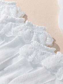 5双装女童白色蕾丝边短袜，薄款低帮踝袜，公主风及舞蹈袜，夏季必备 - 白色 - 查看 3