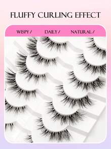 Asiteo 7对假睫毛自然纤细柔软时尚透明带状交叉睫毛适用于日常约会和节日睫毛条睫毛，睫毛，睫毛，假睫毛