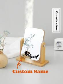 1 Peça Espelho Compacto de Madeira Giratório para Maquiagem com Nome Personalizado, Data e Mensagem Gravada, Presente Pensativo e Prático para Estudantes, Casais, Aniversários, Inauguração da Casa e Mais, Multifuncional, Ornamental, Letra, Cor Sólida, Requintado, Estiloso, Vintage, Moderno, Colorido, Lazer, Básico, Casual, Suave, Único, Personalizado, Personalizado, Personalizado, Presentes Ideais para Ela, Namorada, Ela, Avós, Família, Namorado, Amigos