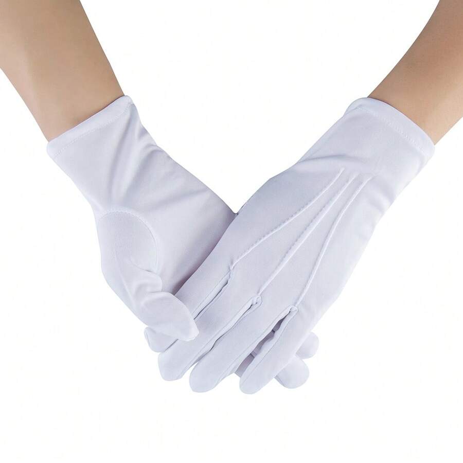 1 Cặp Găng tay Polyester phong cách đường phố đơn sắc, thích hợp cho đám cưới, mặc hàng ngày, biểu diễn, mọi mùa - trắng - Xem 1