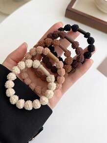 5pcs/Set Fashionable Basic Multicolor Earth Tone Hair Tie, High Elasticity Non-Damaging Hair Ties For Ponytail