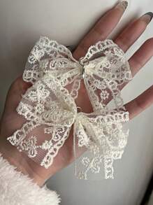 1双网红芭蕾鞋花高端配饰蕾丝白色蝴蝶结鞋带装饰扣适合运动鞋和皮鞋 - 白色 - 查看 3