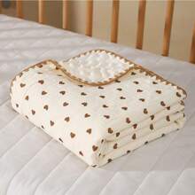 1pc Cartoon Print Textured Soft Fleece Baby Blanket, Nursery Toddler Nap Throw, Adults Office AC Shawl, Stroller Cover, All Season
