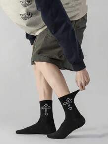 1/2/4/5/8/10/20 Pairs[Essential For Sporty Fashion Guys]Men's Mid-Calf Sports Socks | Breathable Moisture-Wicking | High Elasticity | Striped Color-Blocking Design | Comfortable Essentials | Limited Time Special Offer, Suitable For Daily Outfits