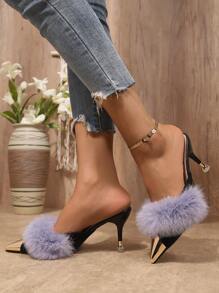 2025 Spring/Summer New Lightweight Cross-Strap Chunky High-Heel Slide Sandals For Women - Purple - View 6