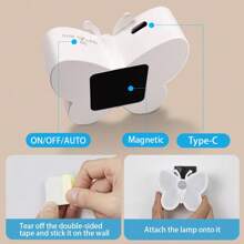 1/2 Pcs LED Night Light With Three-Color Dimming Control Wireless Night Light Intelligent Human Body Induction Charging Magnetic Hill Cat's Eye Butterfly Wall Light Eye Protection Lamp For Cabinet Bedroom Corridor Aisle Bathroom - Tricolor - View 9