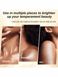 MSFLIBNH 1PC 高光粉，提亮面部，立体轮廓，闪亮高光，土豆泥质地，单色珍珠光泽，适合所有肤色，轻巧时尚的设计，送给妈妈的礼物，两种文字模型随机发货，不会影响使用效果