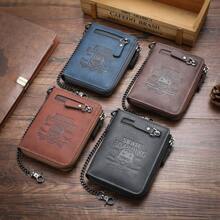 1pc New Men Wallet Vintage Skull Multi-Function Zipper Card Holder Wallet For Young Student Versatile Multi Card Slots Wallet Purse Wallet Mini Wallet Men Wallet Leather Small Wallet - Black - View 11