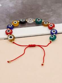 1 pieza Pulsera ajustable con cordón y cuentas con ojo protector en estilo bohemio - Multicolor - Ver 4
