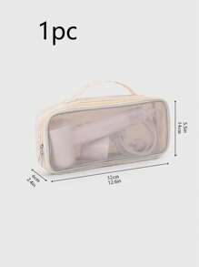 1pc Portable Hair Dryer Storage Bag, Transparent Mesh Bag For Travel, Cosmetic & Curling Iron Storage Bag, Multi-Functional Cosmetic Bag, Cosmetic Storage, Travel Toiletry Bag, Handbag, Dust-Proof Large Capacity, Electric Curling Iron, Flat Iron Protective Case, Hair Dryer Storage, Back To School Supplies Make Up Bag - Apricot - View 5
