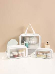 1 Pc Pvc Makeup Bag With A Small Body And Large Storage Capacity,Portable Women's Travel Transparent Waterproof Wash Bag, Storage Bag, Handbag Bag, Multi-Functional Travel Makeup Wash Bag,One Bag Is Versatile And Convenient For Daily Life, Cold Resistant, Waterproof Material, Semi Transparent Frosted Design, Beauty And Makeup Tools