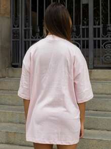 Oversized Plain Turtleneck Basic Streetwear T-Shirt For Men Unisex - Màu Hồng baby - Xem 6