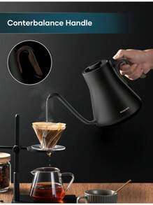 THE Electric Kettles, INTASTING Gooseneck Electric Kettle, ±1℉ Temperature Control, Stainless Steel Inner, Quick Heating, For Pour Over Coffee, Brew Tea, Boil Hot Water, 0.9L (Glossy Black) - 白色 - 查看 10