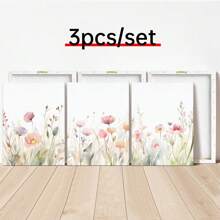 3 件套 3 幅植物花卉帆布艺术印刷品 - 水彩花卉墙壁海报 - 装饰艺术、极简主义、波西米亚风格 - 风景主题 - 适用于客厅、卧室、家庭办公室装饰 - 送给艺术爱好者的完美礼物 - 3pcs - 查看 6