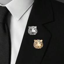 Vintage Tiger Year Chinese Zodiac Tiger Head Brooch, Suit/Blazer Fierce Tiger Pin, Unique Personal Accessory For Unisex, Versatile - Tiger Head Brooch - View 8