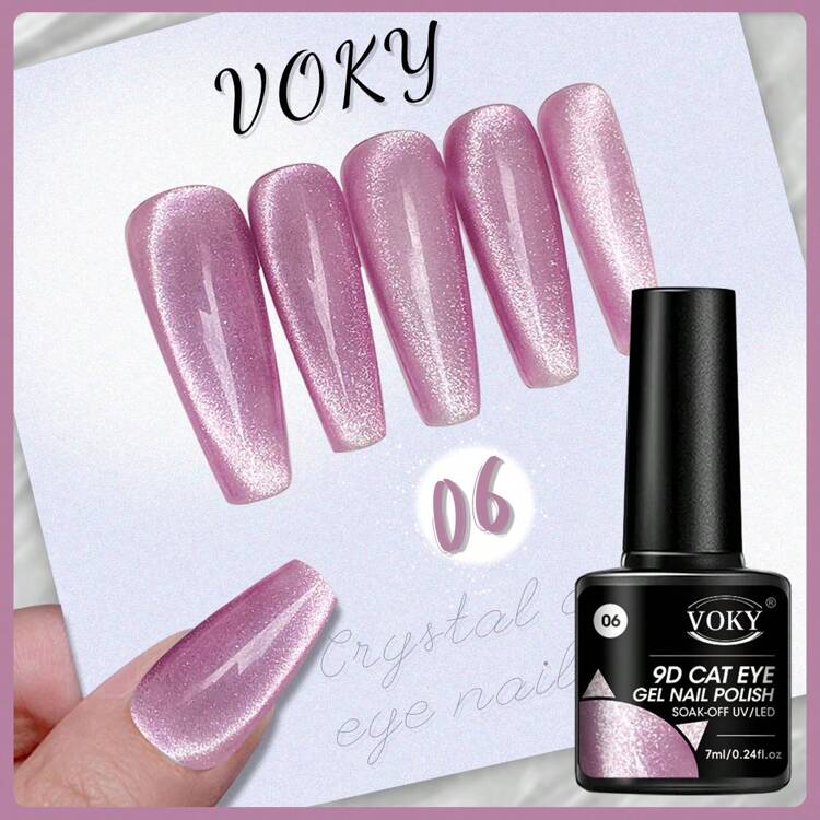 6pcs/Set Crystal Cat Eye Magnetic Gel Set, Polished And UV Gel Enamel, Poly Gel, Beautiful Crystal Cat Eye Nail Polish Gel Nails - Multicolor - View 5