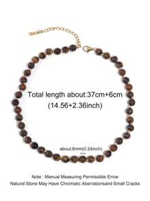 6 毫米天然石打结串珠项链、磨砂亚马逊石颈链、虎眼石颈链、优雅宝石项链、精致珠宝诞生石项链礼物 - 彩色 - 查看 7