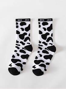 5 Pairs Cow Stripe Simple Comfortable Crew Socks - Fashionable Versatile Mid-Calf Socks, Fall - Multicolor - View 7