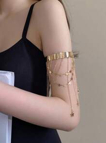 1pc European And American Open Arm Bracelet, Vintage Open Arm Bracelet Punk Style, Fringe Star Bracelet, Love Bracelet, Simple Bracelet, Arm Decoration Suitable For Daily Wear, Party Accessory Gift, Banquet, Wedding, Women's Gift