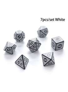 7pcs/Set Patterned Multi-Sided Dice, Numeric Dice For Tabletop Roleplaying Games, Board Games - 4/6/8/10/12/20 Sided Dice