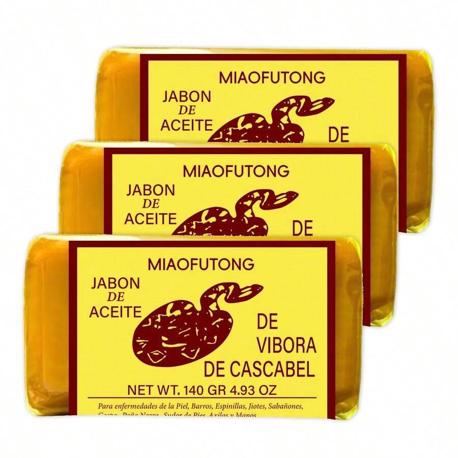 3pcs Snake Oil Soap CleansingShower Handmade Cold ProcessedSoap Gentle Cleansing HandmadeSoap Suitable For All Skin Types - Orange - View 1