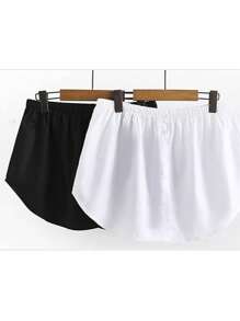 2pcs Adjustable Women's Shirts With Extended Hem, Casual Layered Fake Top, Bottom Sweeping Shirt, Semi Long Mini Skirt, Shirt Extension Chain, Black, White - Multicolor - View 2