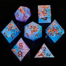 طقم نرد راتينجي ثنائي اللون مصنوع يدويًا ، مناسب لألعاب الأدوار مع شرار نجمي ولمسة حافة دقيقة ، مناسب للمراهقين من عمر 14 سنة فأكثر ، هدية مثالية لعيد الميلاد أو عيد الميلاد - متعدد الألوان - مشاهدة 1