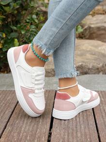 1双2025新款时尚系带平底运动鞋，低帮休闲运动鞋，适合春夏秋季 - 粉色 - 查看 7