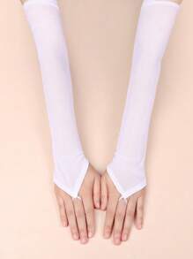 1 pieza Nuevos guantes sin dedos largos y transparentes, de diseño elegante y transpirables, con protección UV para bodas y fiestas