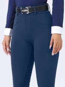 ROYALS MATTINI 女士马术骑行裤，马裤，马裤，全座硅胶防滑耐磨，速干口袋，适合春季马术运动 - 藏蓝色 - 查看 4