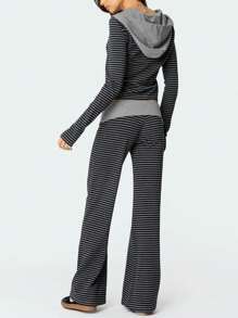 Women Fold Over Yoga Pants Low Rise Solid Color Stretch Casual Straight Wide Leg Palazzo Pants Loose Fit Comfy Flared Leggings Gym Lounge Pants Bootcut Bell Bottoms Baggy Sweatpants Teen Girl Back To School Bottoms Y2k Streetwear - 淺灰色 - 查看 5