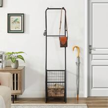 VECELO Freestanding Coat Rack With Hanging Rod/Storage Basket/Shoe Rack/Storage Box, Suitable For Coat Rack In Entrance, Corridor, BedroomCoat Rack Back To School Travel Essentials Room Decor,Home Decor,Bedroom Decor Storage Organization And Storage Puppy Keep Dress Shorts Phone Case Bikini Summer Dresses For Women Skirt Summer Dress Dresses Nails Jeans Tops White Dress Dresses For Women - With Storage Basket - View 4