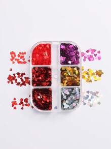6 格心形迷你星星混合美甲亮片可爱彩色五角星混合尺寸爱心闪亮全息美甲设计卡哇伊 Y2K 美甲装饰美甲沙龙美甲用品 DIY - 彩色 - 查看 10