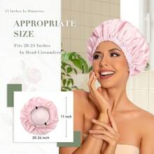 Gorro de Ducha Reutilizable para Mujeres, Gorro de Ducha Impermeable, Gorro de Baño Lavable con Banda Elástica para Cabello Largo, Trenzas (Rosa) - Gris - Ver 10
