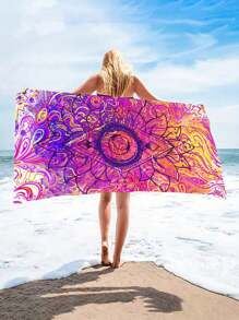 Asciugamano/telo da spiaggia assorbente e ad asciugatura rapida da 250 g/mq, con stampa a stella o mandala, extra large, utilizzabile come tappetino da yoga, scialle per il sole - asciugamano da spiaggia in microfibra per viaggi, campeggio, nuoto, escursioni - dimensioni 70*140cm o 90*180cm, accessorio essenziale per vacanze estive, viaggi, vacanze, decorazione da bagno