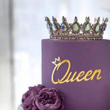 1pc/3pcs/5pcs Gold Acrylic Queen Happy Birthday Cake Topper For Queen Party Cake Side Decoration - Multicolor - View 1