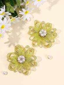 2 件花朵发夹，蕾丝仿珍珠发夹，纯色发饰，适合幼儿儿童派对礼物 - 髮夾 - 查看 8