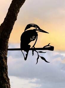 CIF BUY “1 件优雅的鸟铁剪影艺术 - 适用于庭院和围栏的乡村花园桩装饰，迷人的户外金属装饰品” - 黑色 - 查看 5