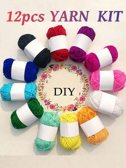 Set de 12 piezas de hilo acrílico, hilo para tejer y ganchillo para proyectos hechos a mano como suéteres, bufandas, sombreros, chaquetas