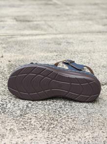 Dép quai vuông vàng trang trí hoa mùa hè mới cho nữ, thời trang thanh lịch, giản dị, thoải mái, thoáng khí, du lịch, bãi biển, dép đế xuồng đế dày hở mũi, thiết kế rỗng đan chéo - Xanh đậm - Xem 6