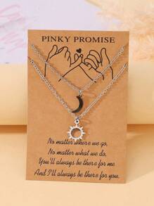 Goodwaro 2pcs Stainless Steel Sun & Moon Pendant Necklace Set, Minimalist Black & White Bicolor Friendship Couples Necklace, Gift For Girls, Suitable For Festivals And Gifting To Loved Ones - Black+Steel - View 16