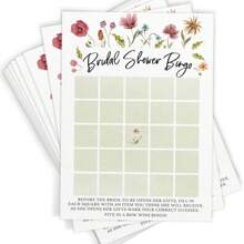 41 pièces, Jeu de douche nuptiale imprimé pour fête - 4 jeux et activités amusants pour 20 invités, impression recto-verso, comprend le bingo, le symbole, le marié et la mariée disent, vient avec des cartes de réponse
