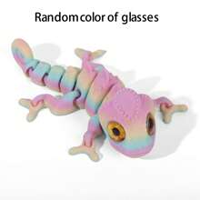 1 pieza/Set de 3 piezas Modelo de camaleón arcoíris degradado impreso en 3D con ojos realistas - Regalo perfecto para amigos y familiares - Decoración de escritorio artística - Miembros flexibles - Apto para fiestas y exhibición al aire libre - Decoración de pecera, ideal para regalos de Navidad y San Valentín (Color de ojos aleatorio) - Multicolor - Ver 13