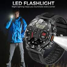 EIGIIS Reloj inteligente para hombres con batería grande de 800mAh, linterna LED potente, resistente al agua 3ATM, construcción duradera, pantalla HD de 1.8", seguimiento de actividad física, monitoreo del sueño, función de llamada, compatible con iOS y Android - Multicolor - Ver 7