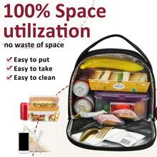 1 件防水隔热午餐袋，8L 大容量午餐盒，便携式冷藏袋，带手柄和拉链，适合旅行、工作、学校 - 送给女士的礼物，送给男士的礼物 - 黑色 - 查看 4