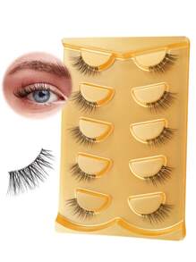 5 Pairs B29 Wispy Cat Eye Natural Short False Eyelashes With Transparent Band, Faux Mink Lashes Strip Lashes, Lashes, Eyelashes, Fake Lashes - Cat Eye Lashes - View 6